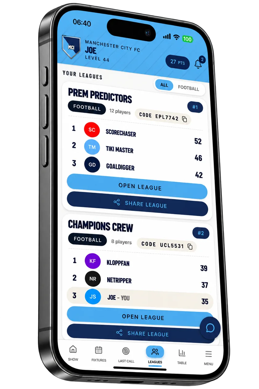 Private leagues on a phone